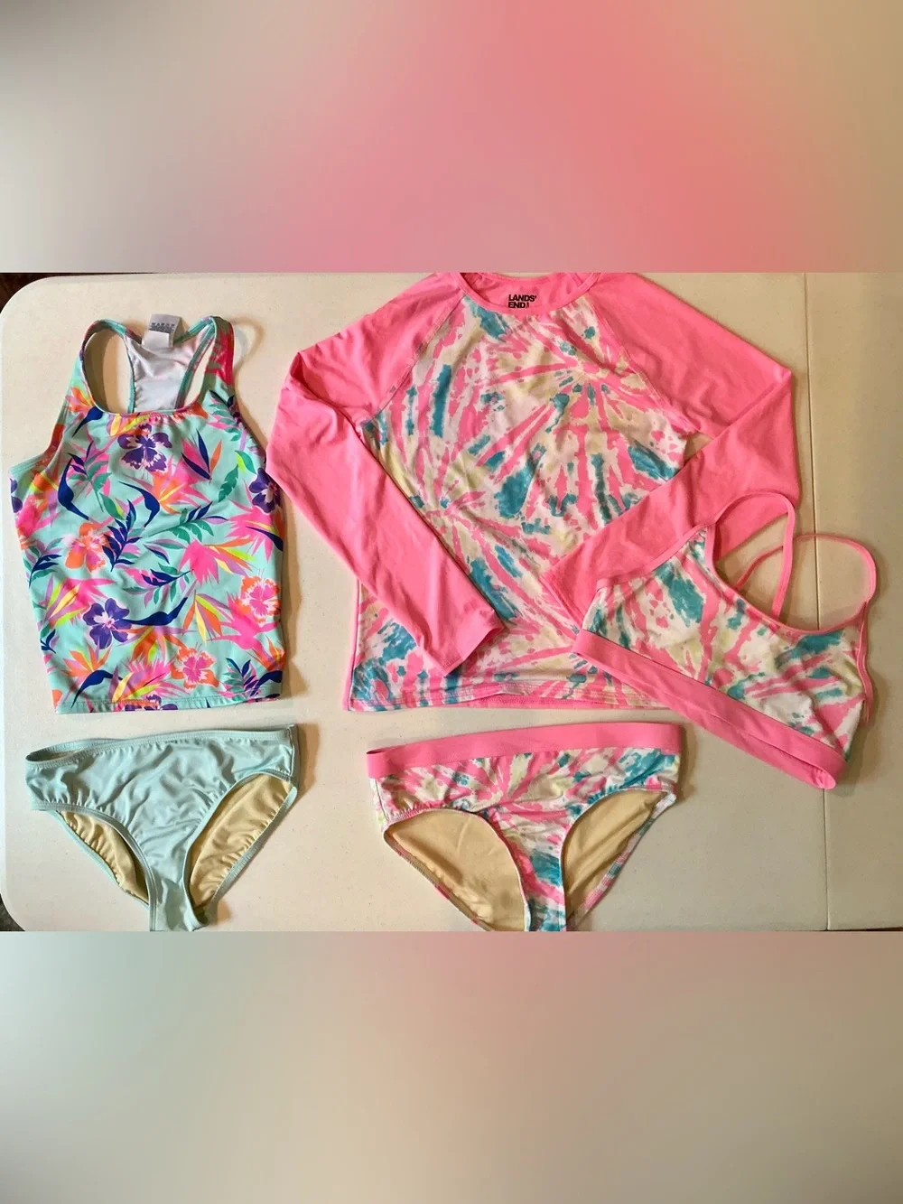 Lands End Swim Lot 14 Pieces Girls 10 Excellent Condition